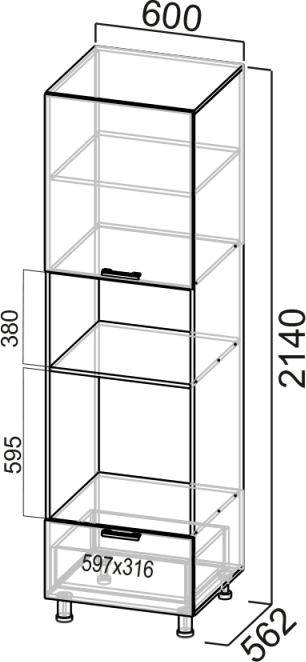 Пенал П600дм (под духовку и микроволновку) Модус
