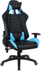 Кресло компьютерное BRABIX &quot;GT Master GM-110&quot;, две подушки, экокожа, черное/голубое, 531928