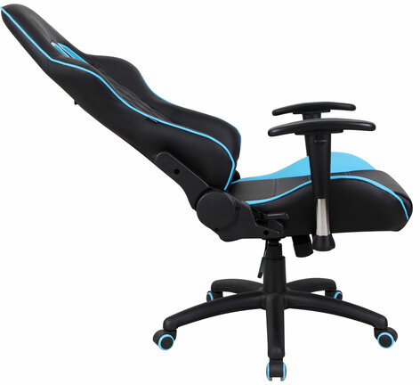 Кресло компьютерное BRABIX "GT Master GM-110", две подушки, экокожа, черное/голубое, 531928