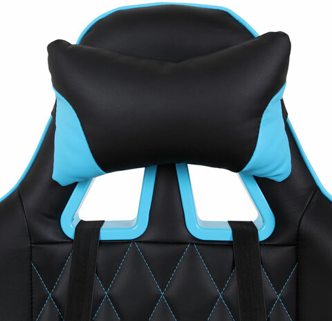 Кресло компьютерное BRABIX "GT Master GM-110", две подушки, экокожа, черное/голубое, 531928