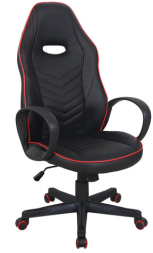 Кресло компьютерное BRABIX "Flame GM-004", экокожа, черное/красное, 532499