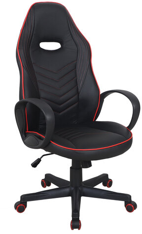 Кресло компьютерное BRABIX "Flame GM-004", экокожа, черное/красное, 532499