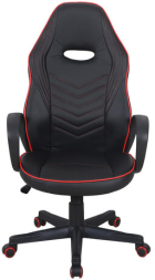 Кресло компьютерное BRABIX "Flame GM-004", экокожа, черное/красное, 532499