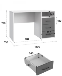 Стол Оскар ОС-20 белый структурный/графит