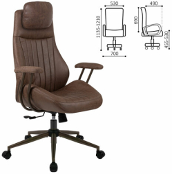 Кресло BRABIX PREMIUM Arizona EX-573, синхромеханизм, искусственная замша, коричневый, 532944