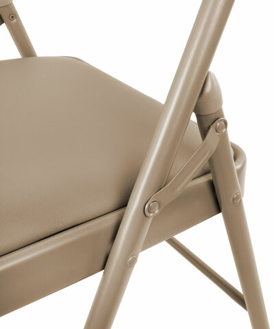 Стулья складные BRABIX "Golf Plus CF-003" КОМФОРТ, КОМПЛЕКТ 4шт., бежевый каркас, кожзам бежевый, 533033
