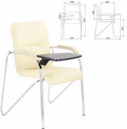 Кресло со столом BRABIX "Samba CF-108 BOX-2", хром каркас, кожзам бежевый, разобрано, 533219