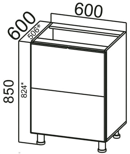 Стол-рабочий СГ600я2 (горизонт. 2 ящика) Грейвуд