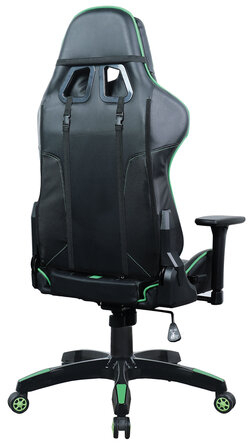 Кресло компьютерное BRABIX "GT Carbon GM-120", две подушки, экокожа, черное/зеленое, 531929