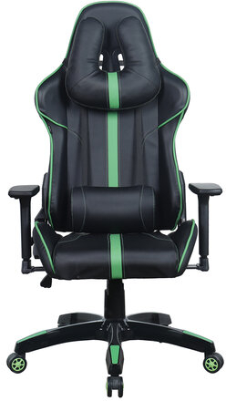 Кресло компьютерное BRABIX "GT Carbon GM-120", две подушки, экокожа, черное/зеленое, 531929