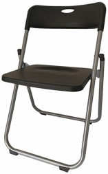 Стулья складные BRABIX "Golf Lite CF-017", КОМПЛЕКТ 4 шт., серебристый каркас, пластик, чёрный, 533034