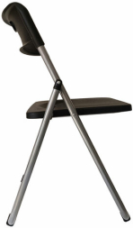 Стулья складные BRABIX "Golf Lite CF-017", КОМПЛЕКТ 4 шт., серебристый каркас, пластик, чёрный, 533034