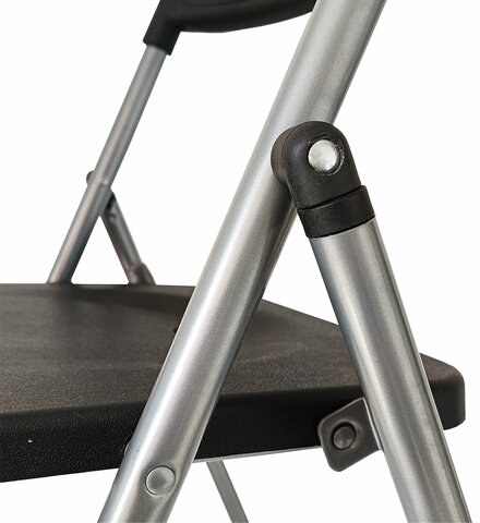 Стулья складные BRABIX "Golf Lite CF-017", КОМПЛЕКТ 4 шт., серебристый каркас, пластик, чёрный, 533034