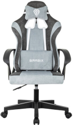 Кресло компьютерное BRABIX ''Forcer GM-127'', 2 подушки, ткань, серое/светло-голубое, 533214