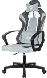 Кресло компьютерное BRABIX ''Forcer GM-127'', 2 подушки, ткань, серое/светло-голубое, 533214
