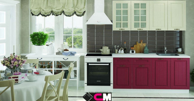 Кухня Мария Крем | Бордо (1,6 м) модульная