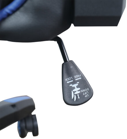 Кресло компьютерное BRABIX "GT Carbon GM-120", две подушки, экокожа, черное/синее, 531930