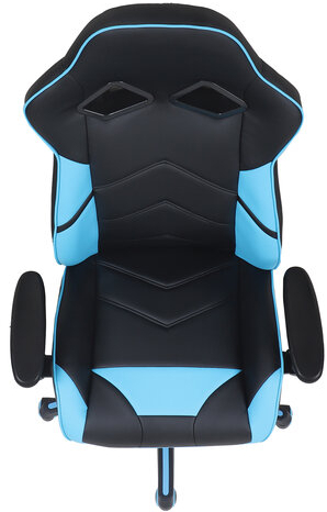 Кресло компьютерное BRABIX "Storm GM-006", регулируемые подлокотники, экокожа, черное/голубое, 532501