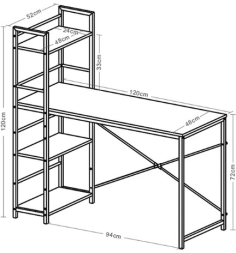Стол на металлокаркасе BRABIX "LOFT CD-005", 1200х520х1200 мм, 3 полки, цвет дуб антик, 641222