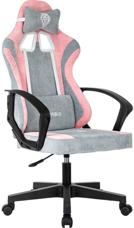 Кресло компьютерное BRABIX ''Forcer GM-127'', 2 подушки, ткань, розовое/серое, 533215