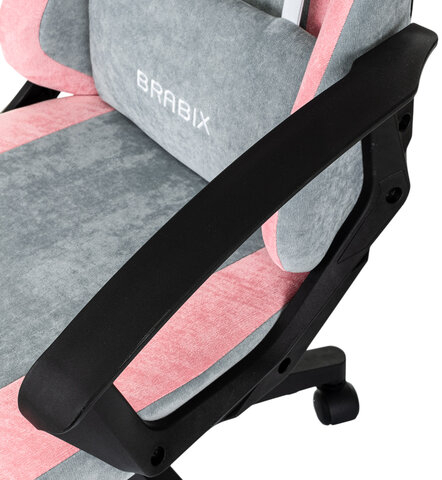 Кресло компьютерное BRABIX ''Forcer GM-127'', 2 подушки, ткань, розовое/серое, 533215