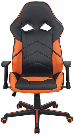 Кресло компьютерное BRABIX "Storm GM-006", регулируемые подлокотники, экокожа, черное/оранжевое, 532502