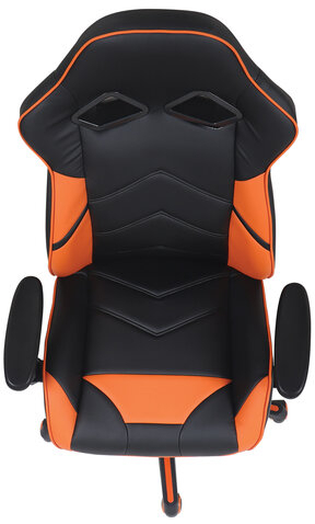 Кресло компьютерное BRABIX "Storm GM-006", регулируемые подлокотники, экокожа, черное/оранжевое, 532502