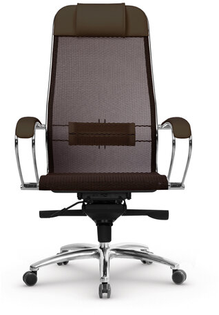 Кресло офисное МЕТТА "SAMURAI" S-1.04, сверхпрочная ткань-сетка, темно-коричневое