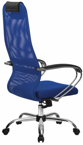 Кресло офисное МЕТТА "SU-B-8" хром, ткань-сетка, сиденье мягкое, синее