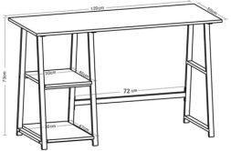 Стол на металлокаркасе BRABIX "LOFT CD-006", 1200х500х730 мм, 2 полки, цвет дуб антик, 641225
