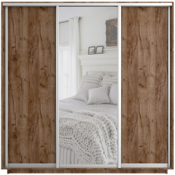 Шкаф-купе Экспресс 3-х дверный ( ЛДСП/Зеркало) Крафт табачный