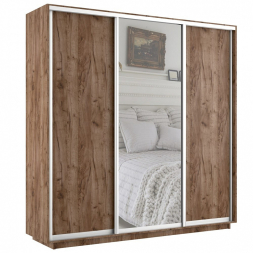 Шкаф-купе Экспресс 3-х дверный ( ЛДСП/Зеркало) Крафт табачный