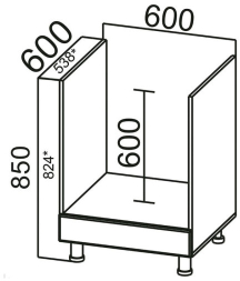 Стол-рабочий С600п (под плиту) Модерн