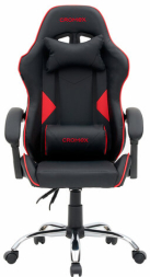 Кресло компьютерное CROMEX "Joker GM-125", две подушки, экокожа, черное/красное, 532954