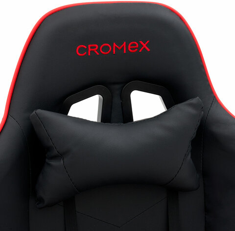 Кресло компьютерное CROMEX "Joker GM-125", две подушки, экокожа, черное/красное, 532954