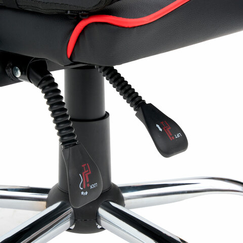 Кресло компьютерное CROMEX "Joker GM-125", две подушки, экокожа, черное/красное, 532954