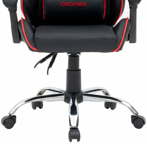 Кресло компьютерное CROMEX "Joker GM-125", две подушки, экокожа, черное/красное, 532954