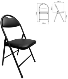 Стул складной для дома и офиса РС94, черный каркас, экокожа черный
