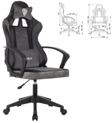 Кресло компьютерное BRABIX ''Forcer GM-127'', 2 подушки, экокожа/велюр, черное/серое, 533216