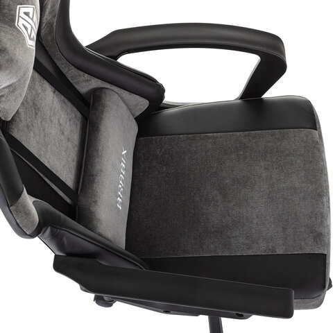 Кресло компьютерное BRABIX ''Forcer GM-127'', 2 подушки, экокожа/велюр, черное/серое, 533216