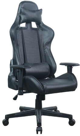 Кресло компьютерное BRABIX "GT Carbon GM-115", две подушки, экокожа, черное, 531932