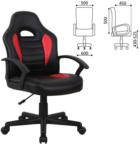 Кресло компьютерное BRABIX "Spark GM-201", экокожа, черное/красное, 532503