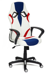 Кресло RUNNER кож/зам/ткань, белый/синий/красный, 36-01/10/08
