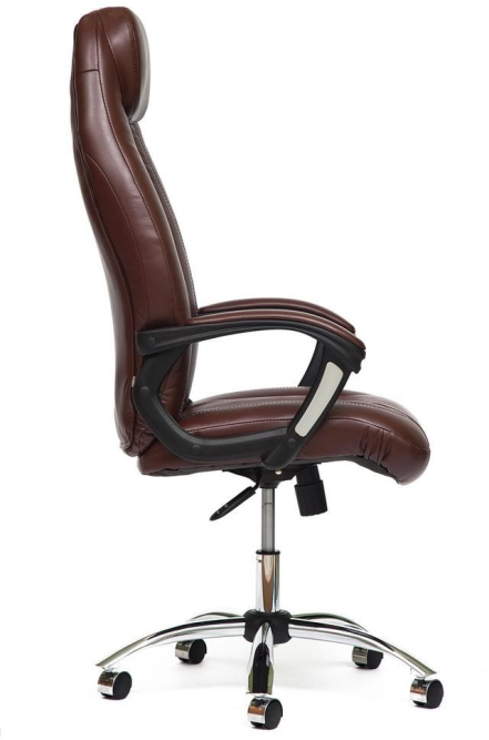 Кресло BOSS (хром) кож/зам, коричневый/коричневый перфорированный, 2 TONE/2 TONE /06