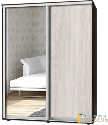 Шкаф-купе 2х дв Стандарт Комби 1 Ясень шимо светлый|Зеркало