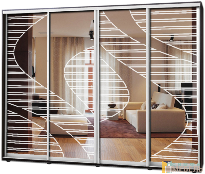 Шкаф купе 4х дв Пескоструй № 16