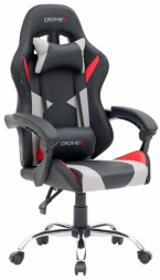 Кресло компьютерное CROMEX &quot;Quantum GM-155 RGB&quot;, подсветка, две подушки, экокожа, черное/красное/серое, 532955