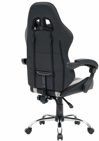 Кресло компьютерное CROMEX "Quantum GM-155 RGB", подсветка, две подушки, экокожа, черное/красное/серое, 532955