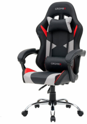 Кресло компьютерное CROMEX &quot;Quantum GM-155 RGB&quot;, подсветка, две подушки, экокожа, черное/красное/серое, 532955