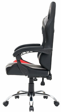 Кресло компьютерное CROMEX "Quantum GM-155 RGB", подсветка, две подушки, экокожа, черное/красное/серое, 532955